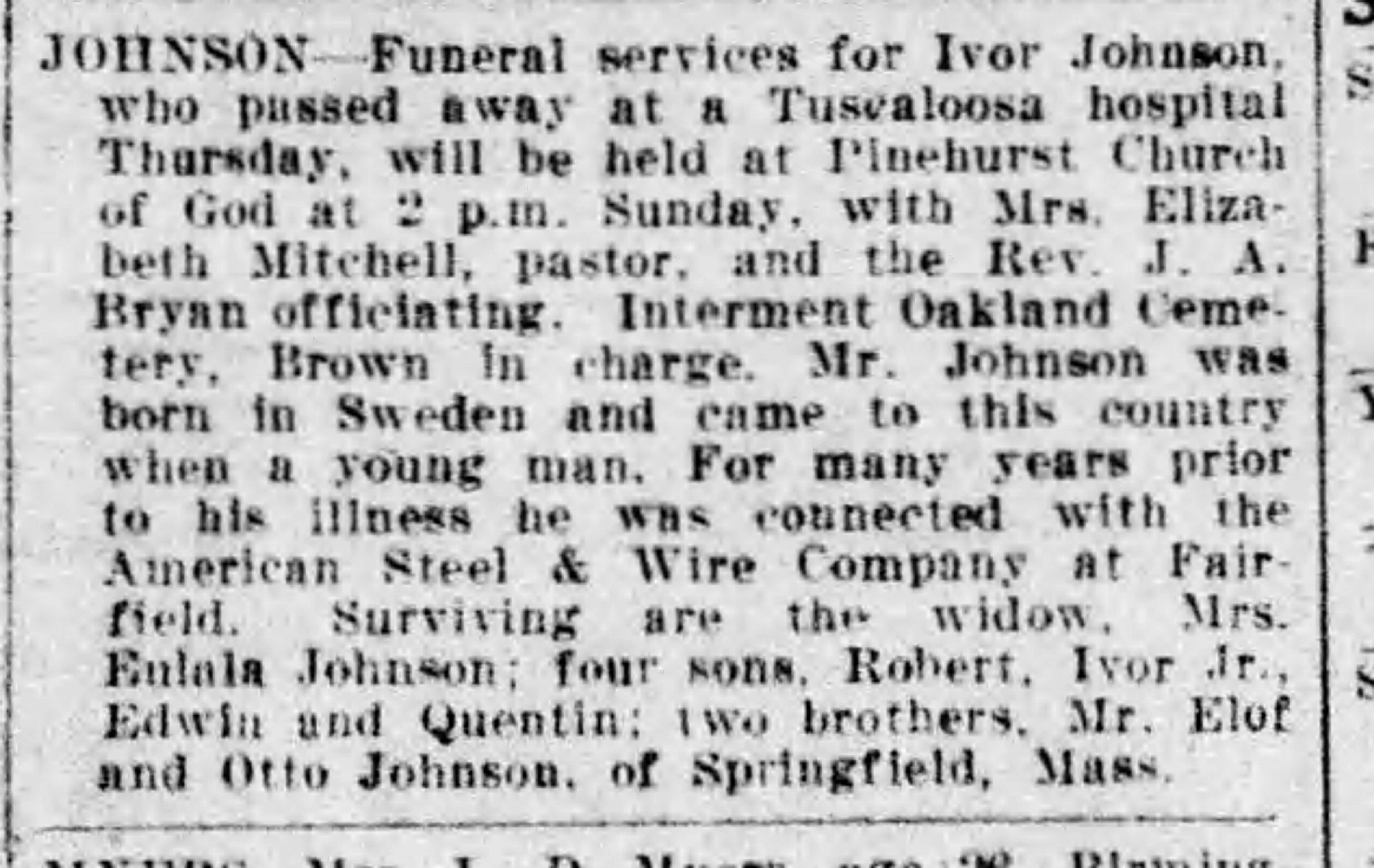 Ivor Johnson obituary